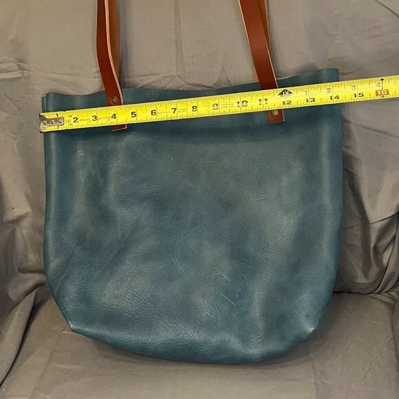 Portland Leather Tote, Limited Edition, Aqua / Blue, with Journal & Keychain - Picture 5 of 12